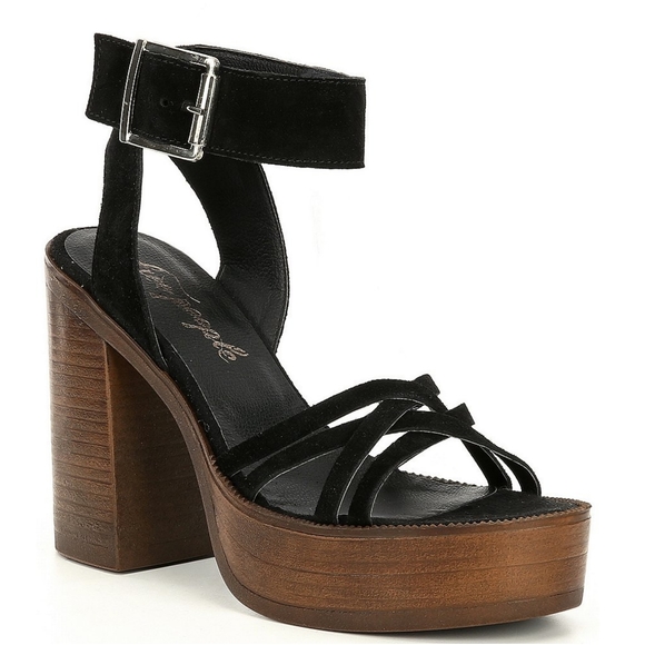 Free People Lanely Suede Platform Heels Black 39 - Picture 6 of 16